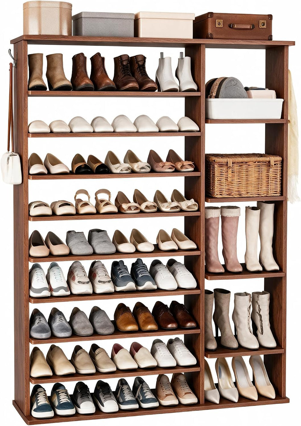 HOMEFORT 10 Tiers Shoe Rack, 50 Pairs Large Shoe Shelf, 61.8" Tall Shoe ...