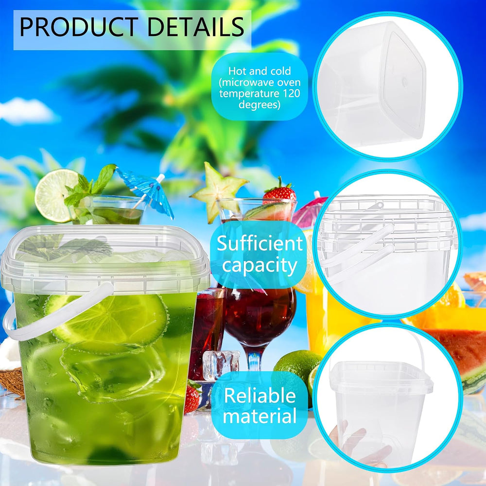 39 Pack 32 oz Square Deli Containers Bulk Clear Plastic Buckets with Airtight...