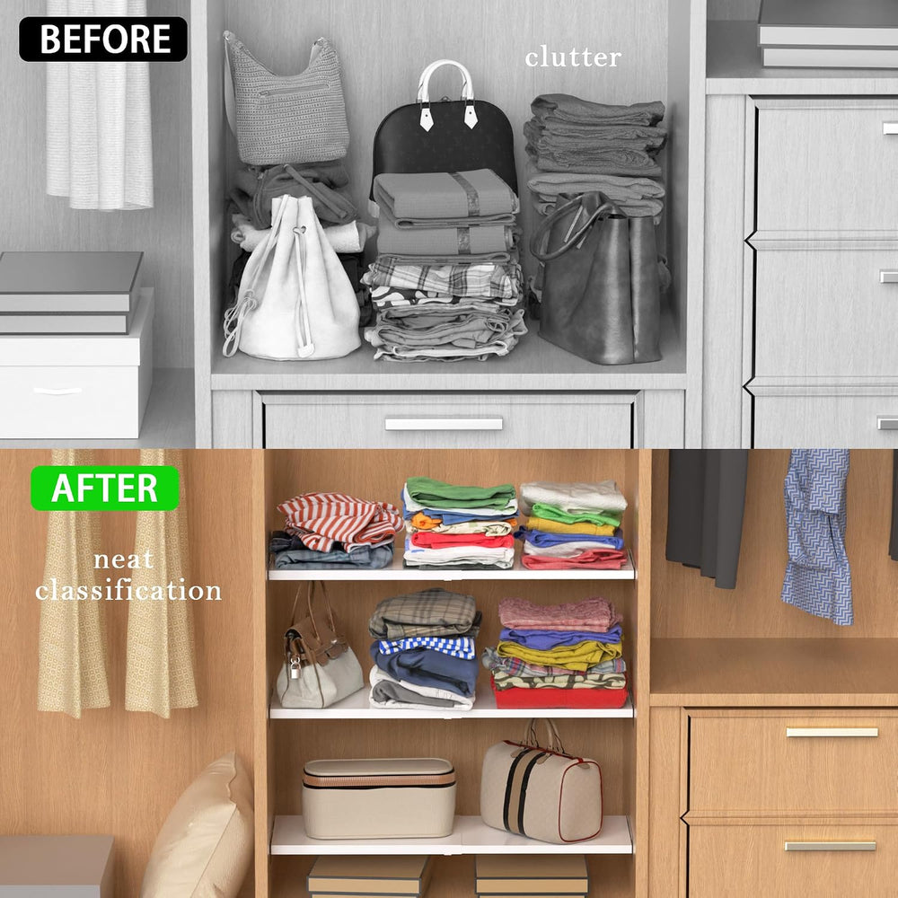 Expandable Closet Shelves, Adjustable Metal Closet Organizers and Storage She...
