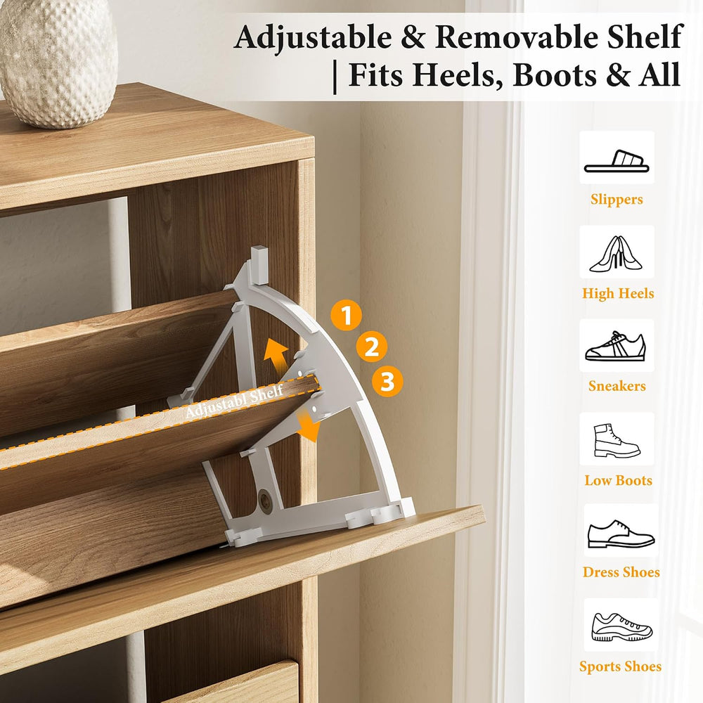 Nicetree Arch-Chic Shoe Cabinet for Entryway, Modern Mid-Century Shoe Storage...