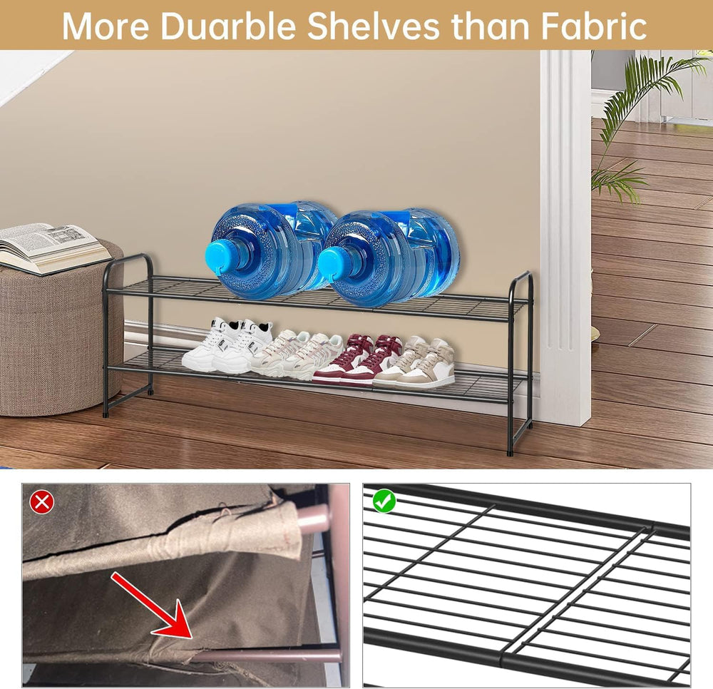 KEETDY 2-Tier Long Shoe Rack for Closet Metal Shoe Organizer for Entryway, Wi...