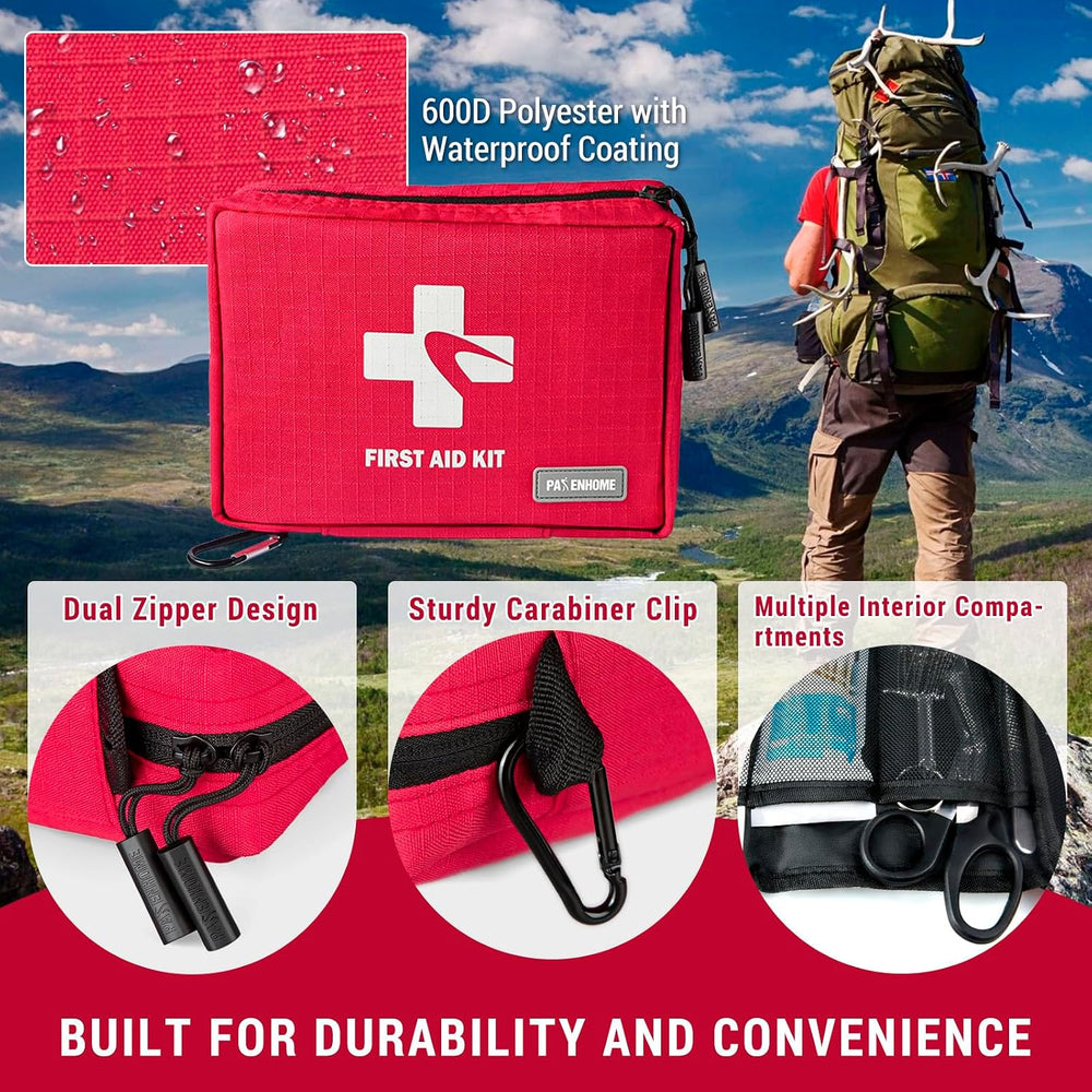 300 Piece First Aid Kit, Compact Waterproof First Aid Bag with 9 Organized Co...