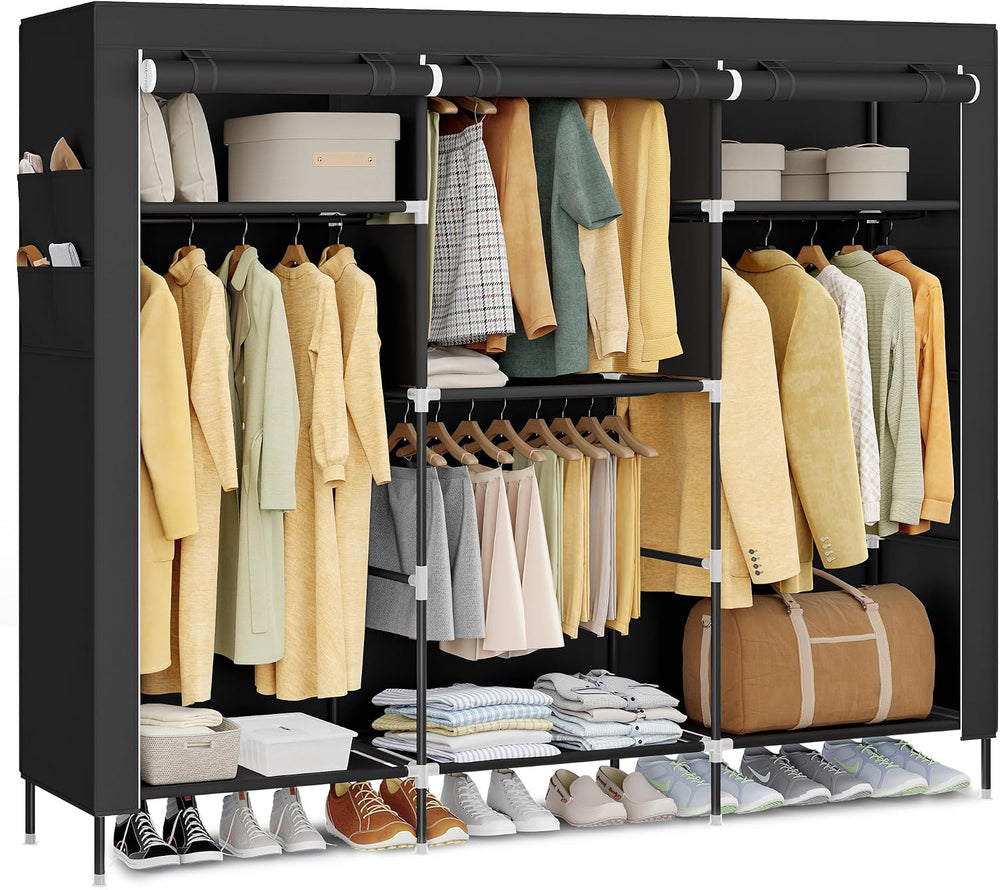SONGMICS Portable Closet, Fabric Wardrobe, Clothes Rack with Shelves