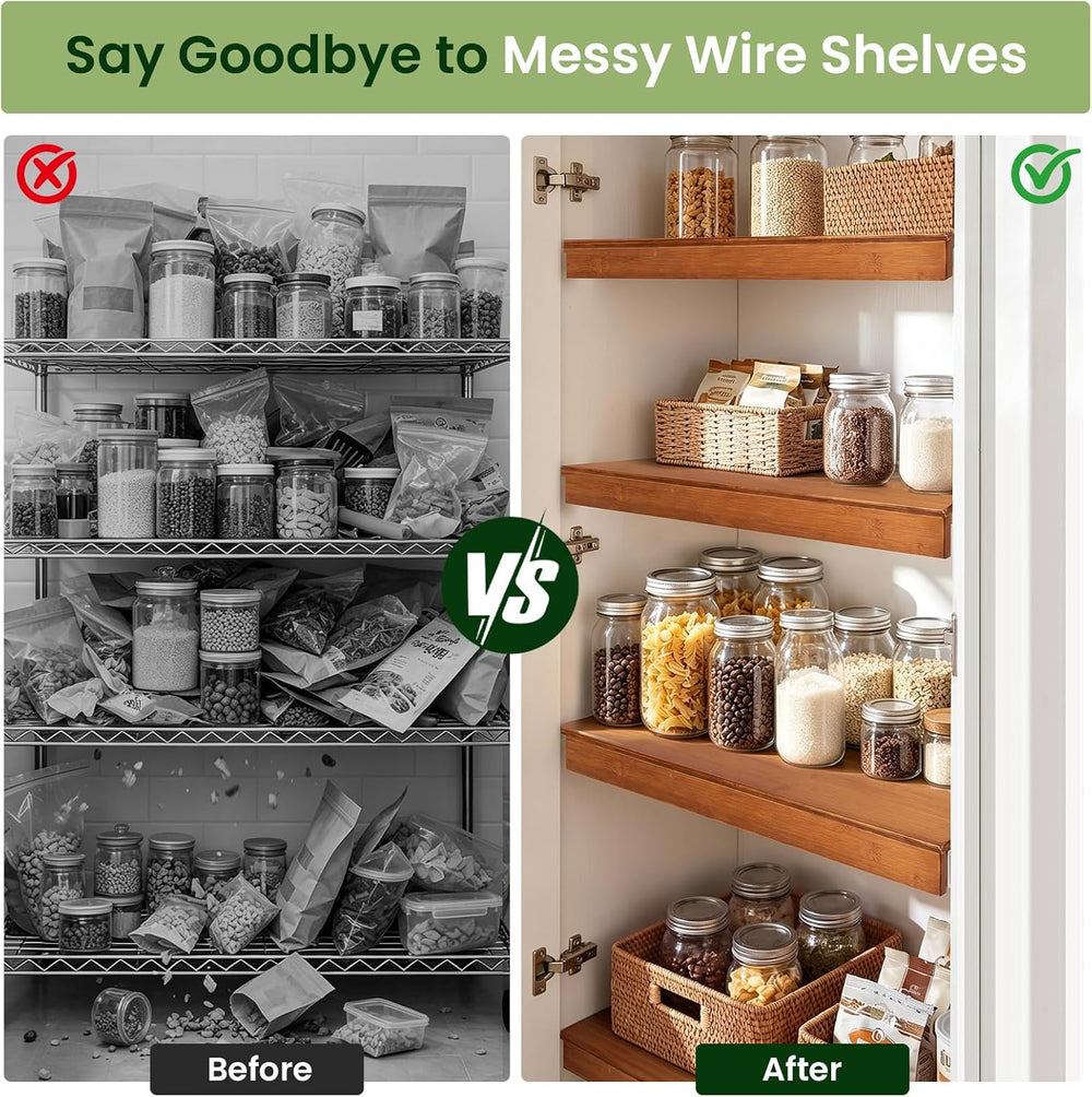 Bamboo Wire Shelf Covers for Wire Shelving, 24" W X 16" D, 5 PCS