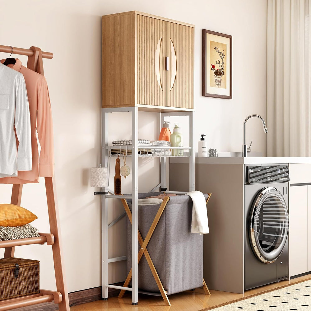 Kalrin Over The Toilet Storage Cabinet with Fluted Wave Doors and Adjustable ...