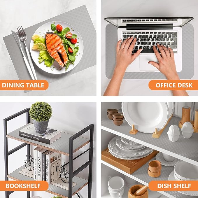 Light Gray Shelf Liners for Kitchen Cabinets Refrigerator Liners Waterproof &...