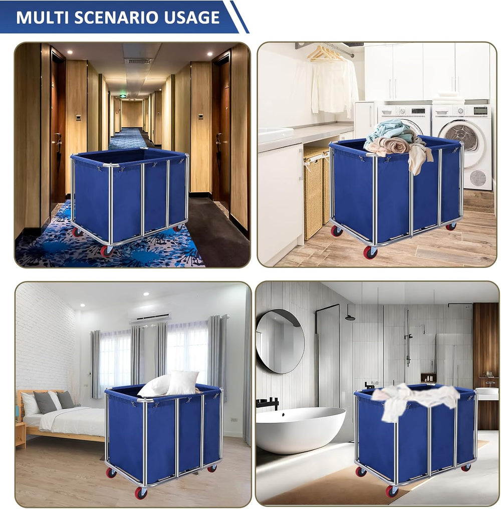 Commercial Laundry Cart with Wheels,400L Industrial Laundry Cart