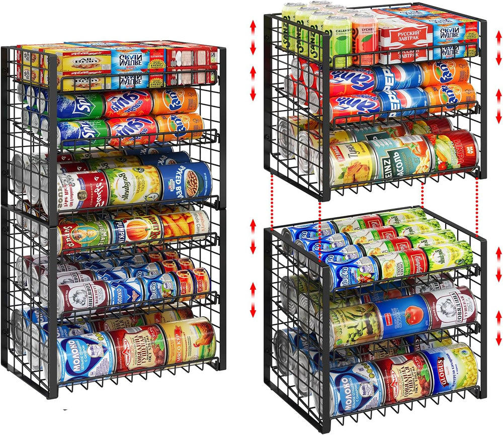 3 Tier Stackable Can Rack Organizer, Adjustable Can Holder for Pantry
