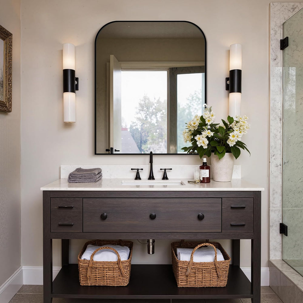 36"x30" Black Metal Framed Bathroom Mirror for Over Sink