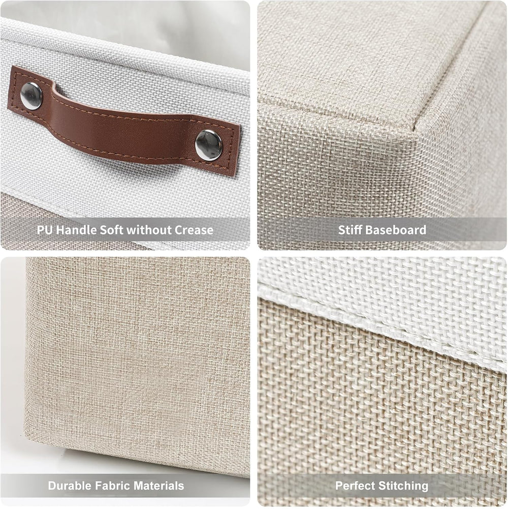 Storage Bins Large Fabric Storage Baskets for Shelves 3 Pack, Decorative Line...