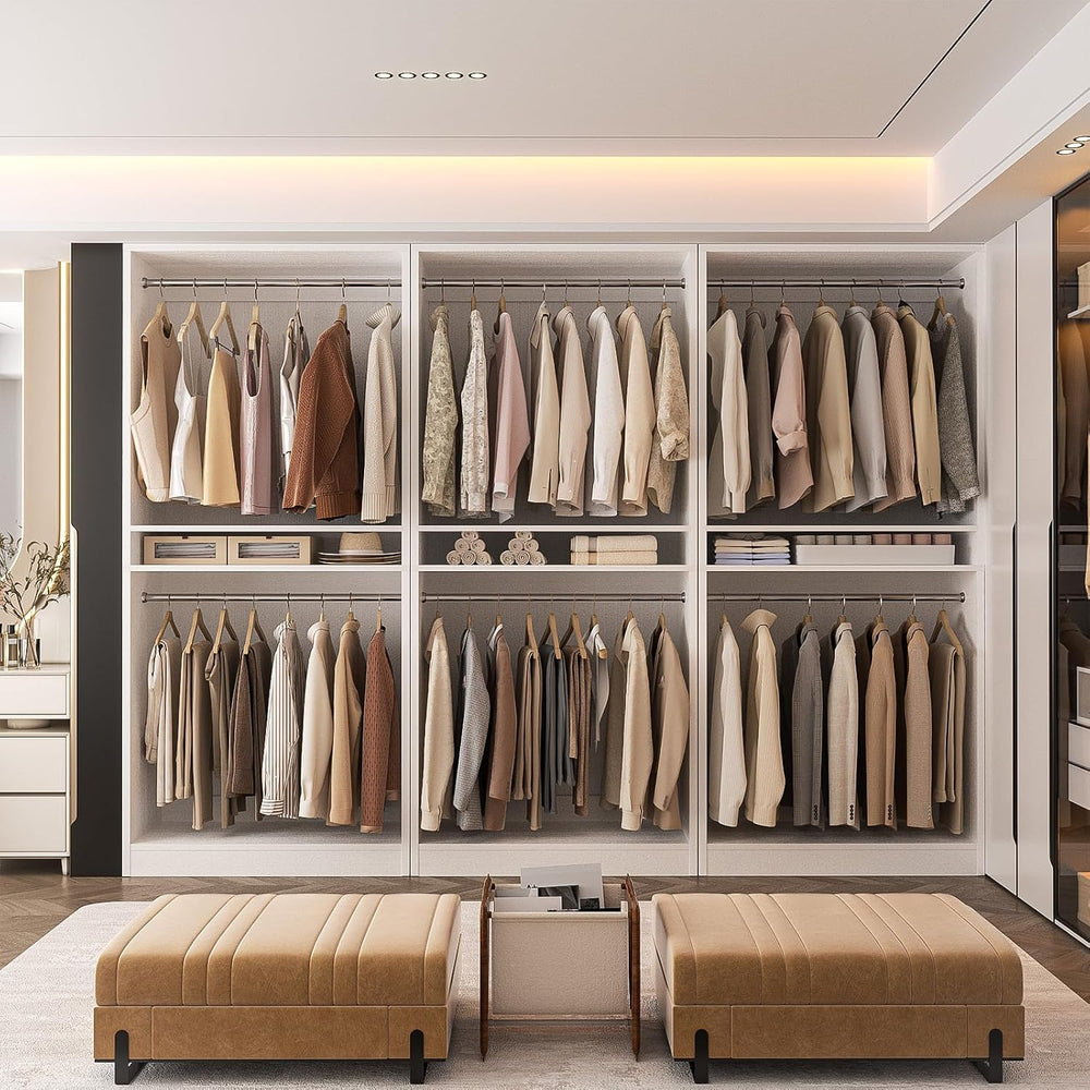 Unikito 9FT Modular Closet System with 6 Hanging Rods, 2500LBs Heavy Duty Wal...
