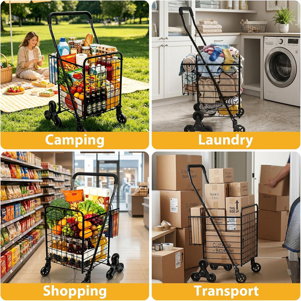 Kiffler Stair Climber Grocery Shopping Cart with 360° Swivel & Tri-Wheels