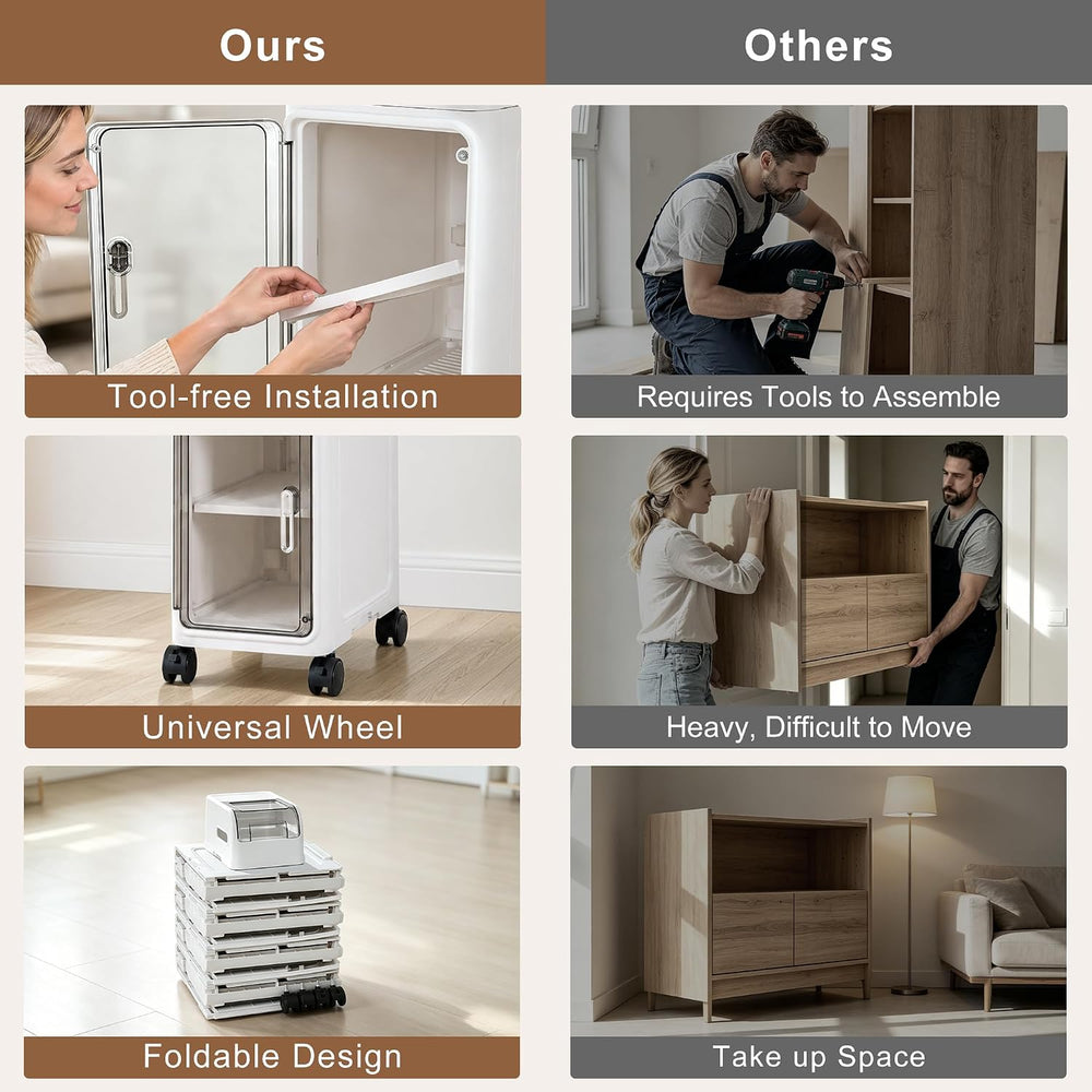 Slim Bathroom Storage Cabinet with Wheels, 4-Tier Narrow Organizer