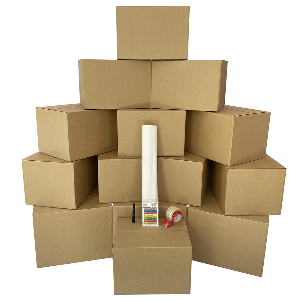 Uboxes Moving Boxes 1 Room Bigger Moving Kit - 14 Boxes Plus Supplies & T...