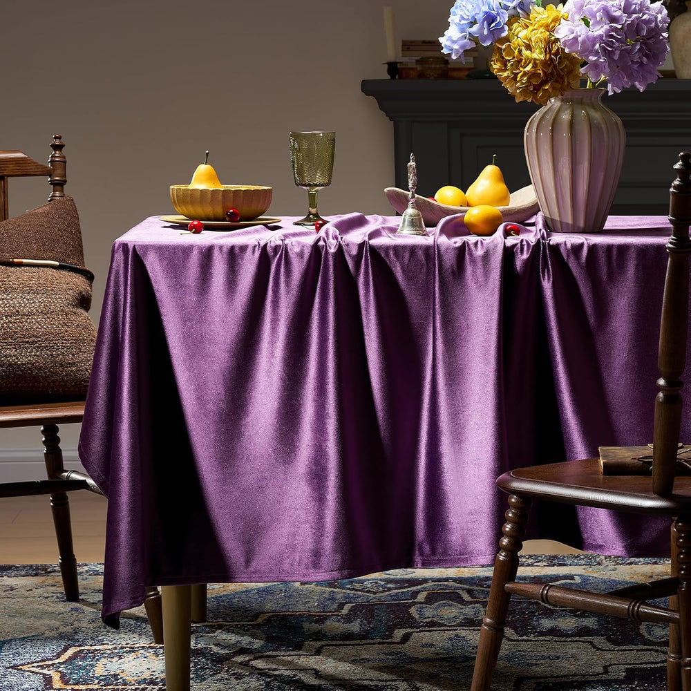Violet Purple Velvet Rectangle Tablecloth: Halloween Luxury Table Cloth
