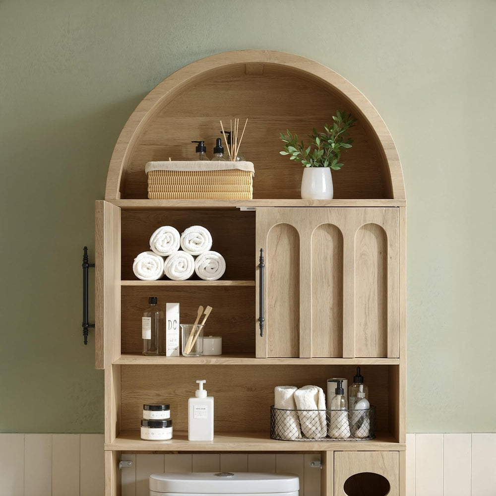 Evermagin Over the Toilet Storage Cabinet, 76" H Arched Bathroom Organizer
