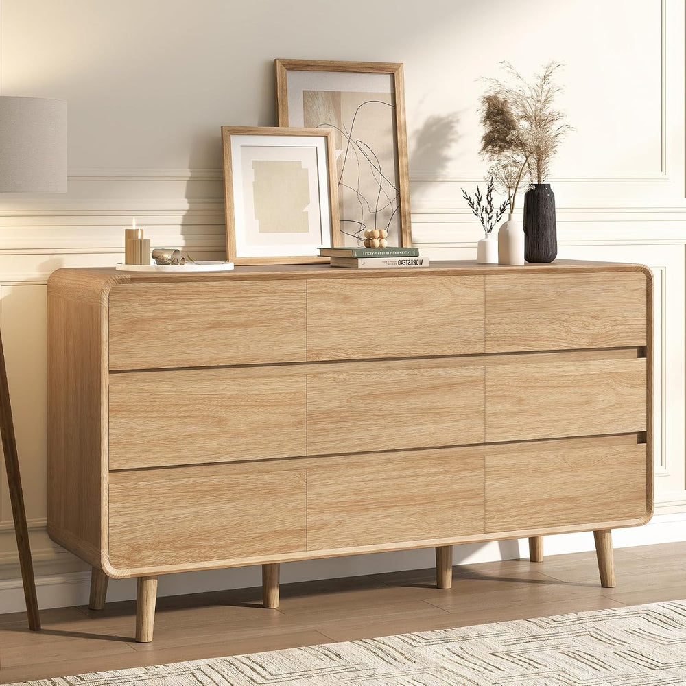 Nasonet 9 Drawer Dresser for Bedroom, 55'' Wide Modern Wood Chest of ...