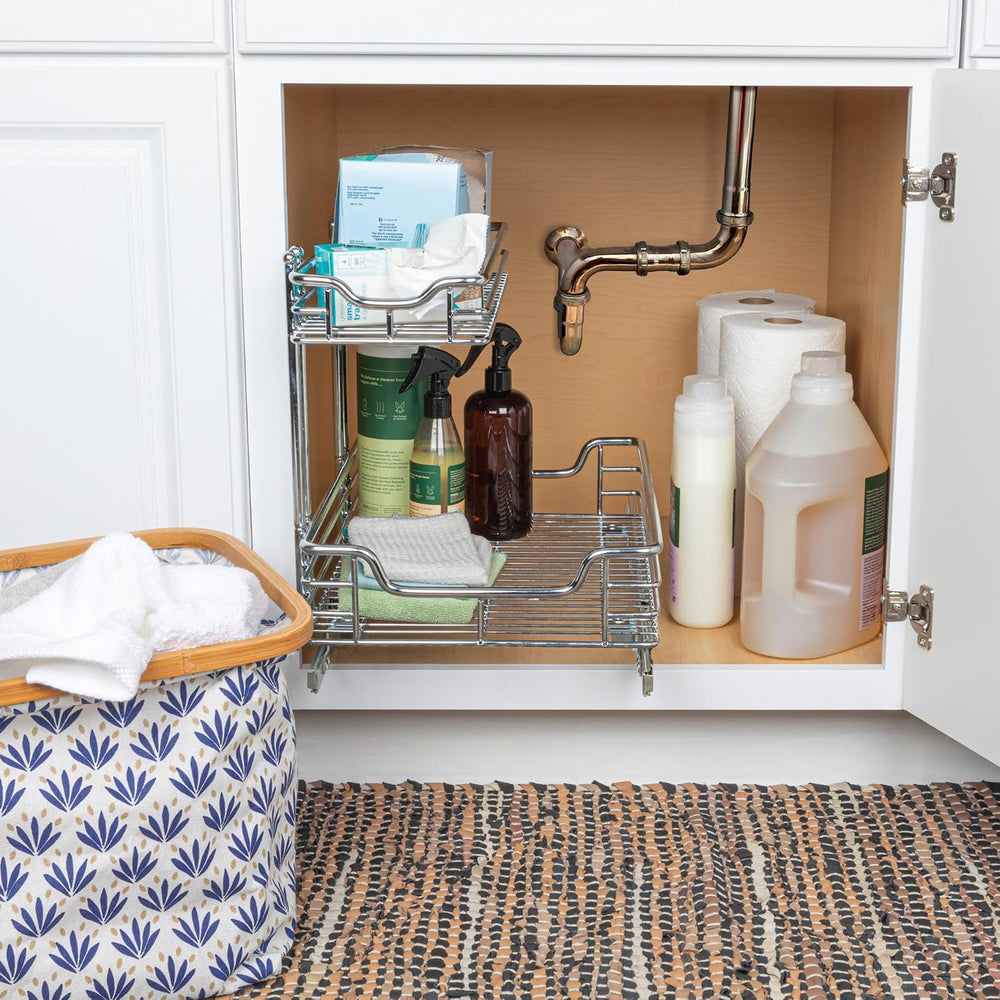 Household Essentials Glidez 2‑Tier Multipurpose Chrome‑Plated Steel Pull‑Out/...