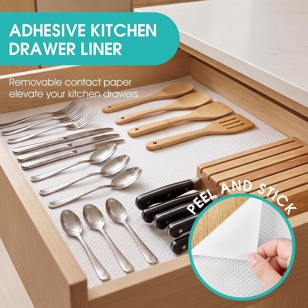 Self-Adhesive Kitchen Cabinet Liner: Peel and Stick Non-Slip 22" W x 290...