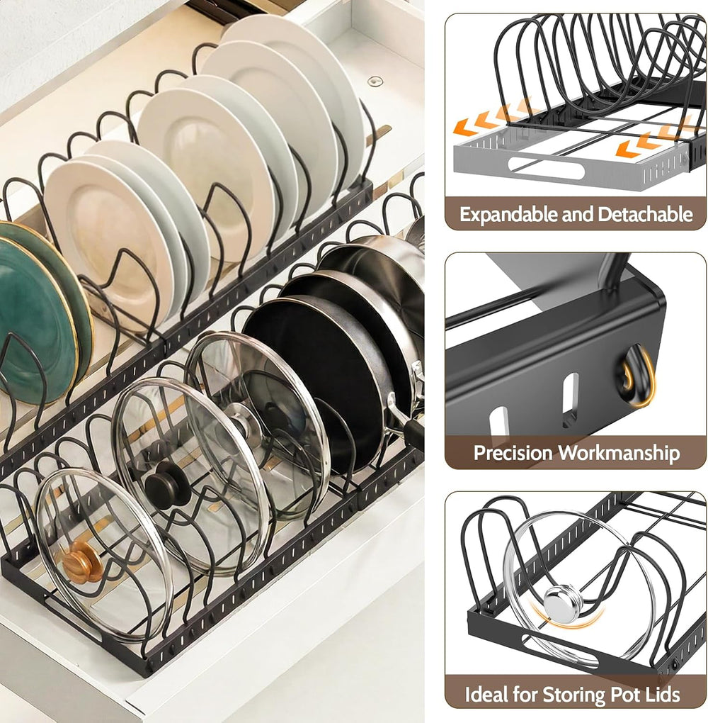 NomNest 2PACK Expandable (12"-24") Pots and Pans Organizer Under Ca...