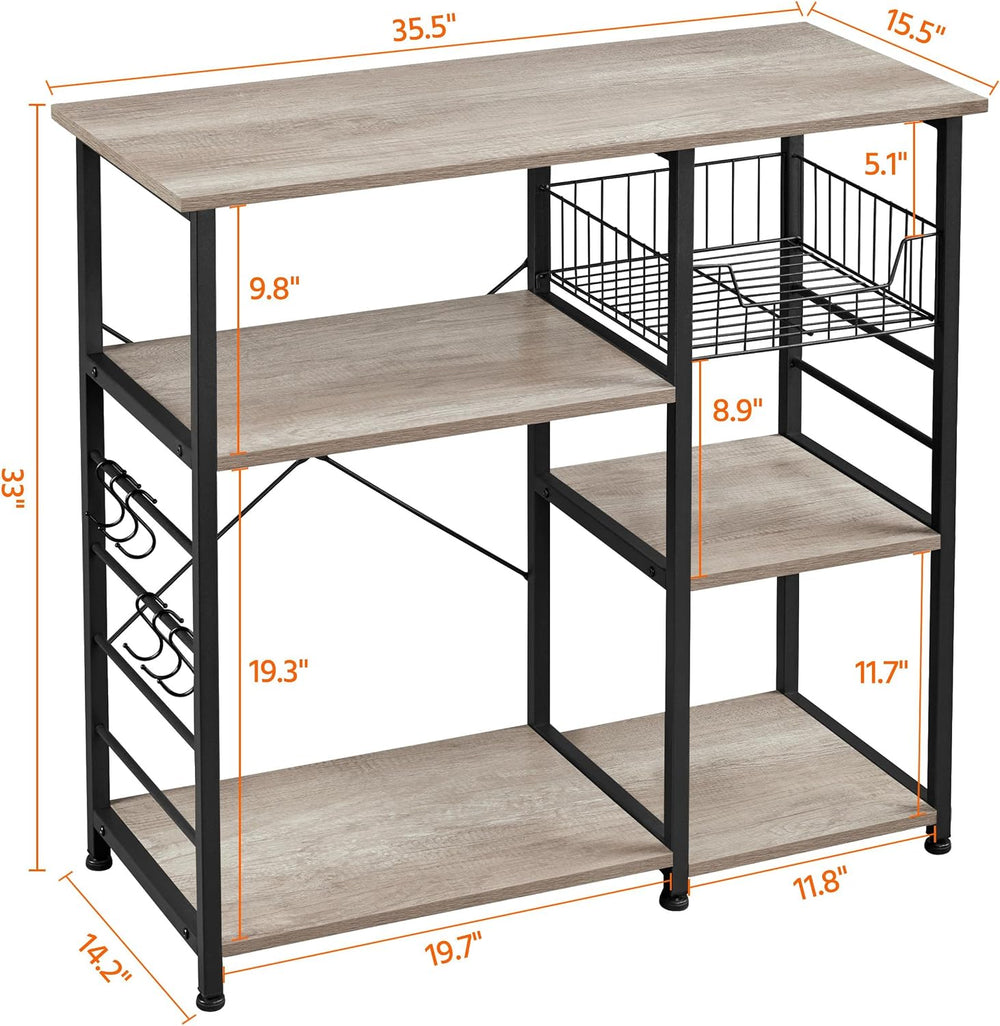 Yaheetech 4-Tier Bakers Rack,Microwave Stand for Coffee Bar,Grey