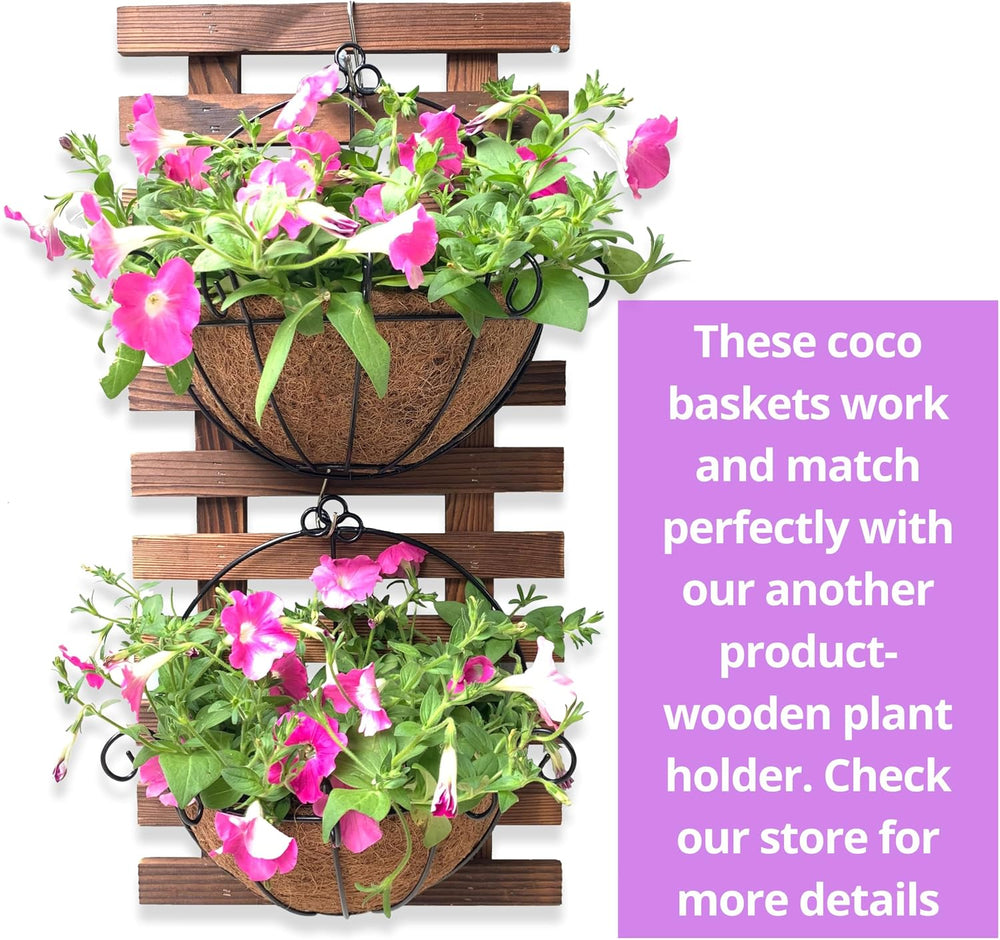 ShopLaLa Wall Planter (10 in, 10 Pack) Black Coco Liner Fence Flower Pots