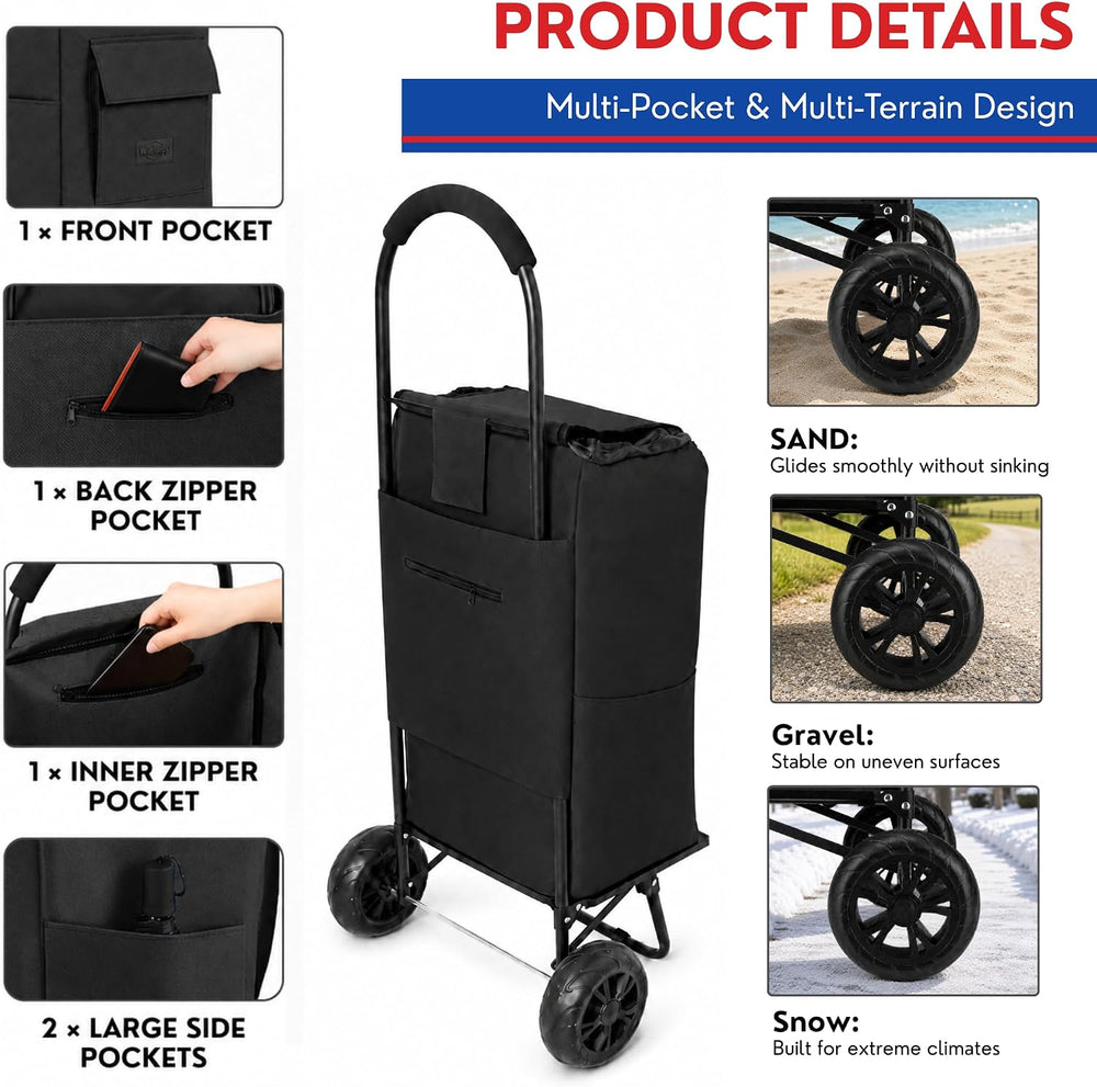 Shopping Cart, Super Loading Grocery Trolley, 220 lbs Capacity, Foldable Cart...