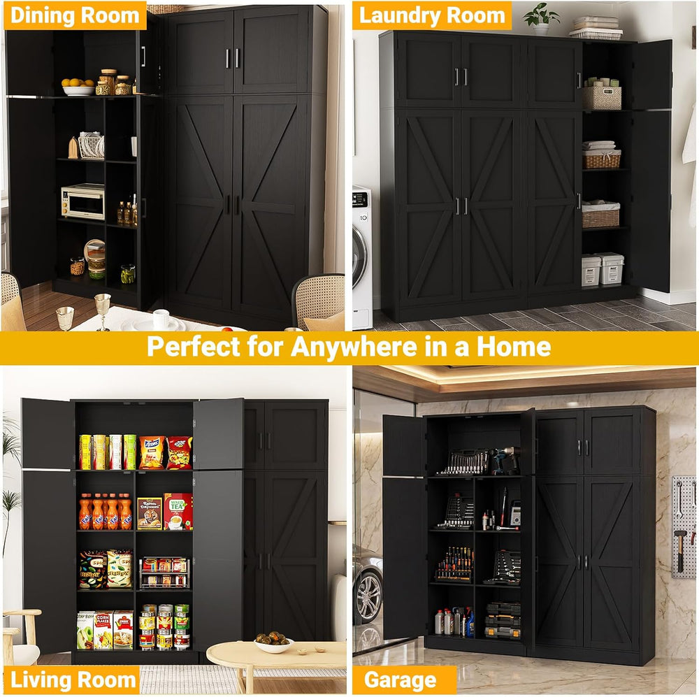 Unikito 71” Kitchen Pantry Storage Cabinet with Adjustable Shelves, 2 Pack