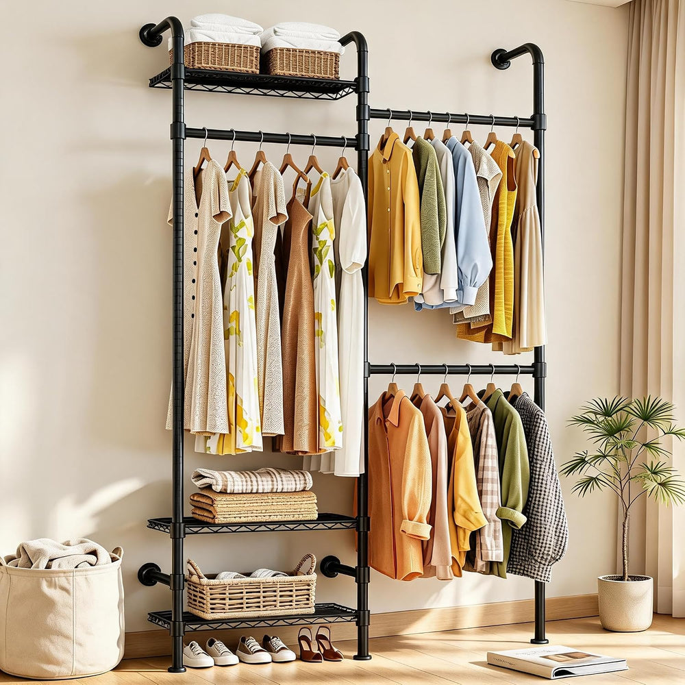 L2 Wall Mounted Pipe Closet System, Matte Black