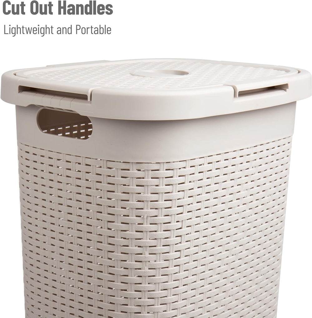 Mind Reader Tall Tapered Laundry Hamper with Lid, 60L Clothes Basket, Narrow ...