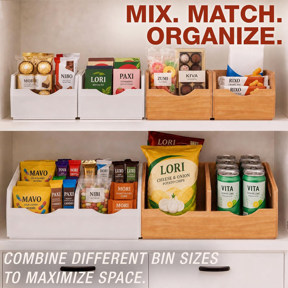 HOMESTEAD Stackable Solid Wood Storage Bins for Pantry & Countertop, Vent...