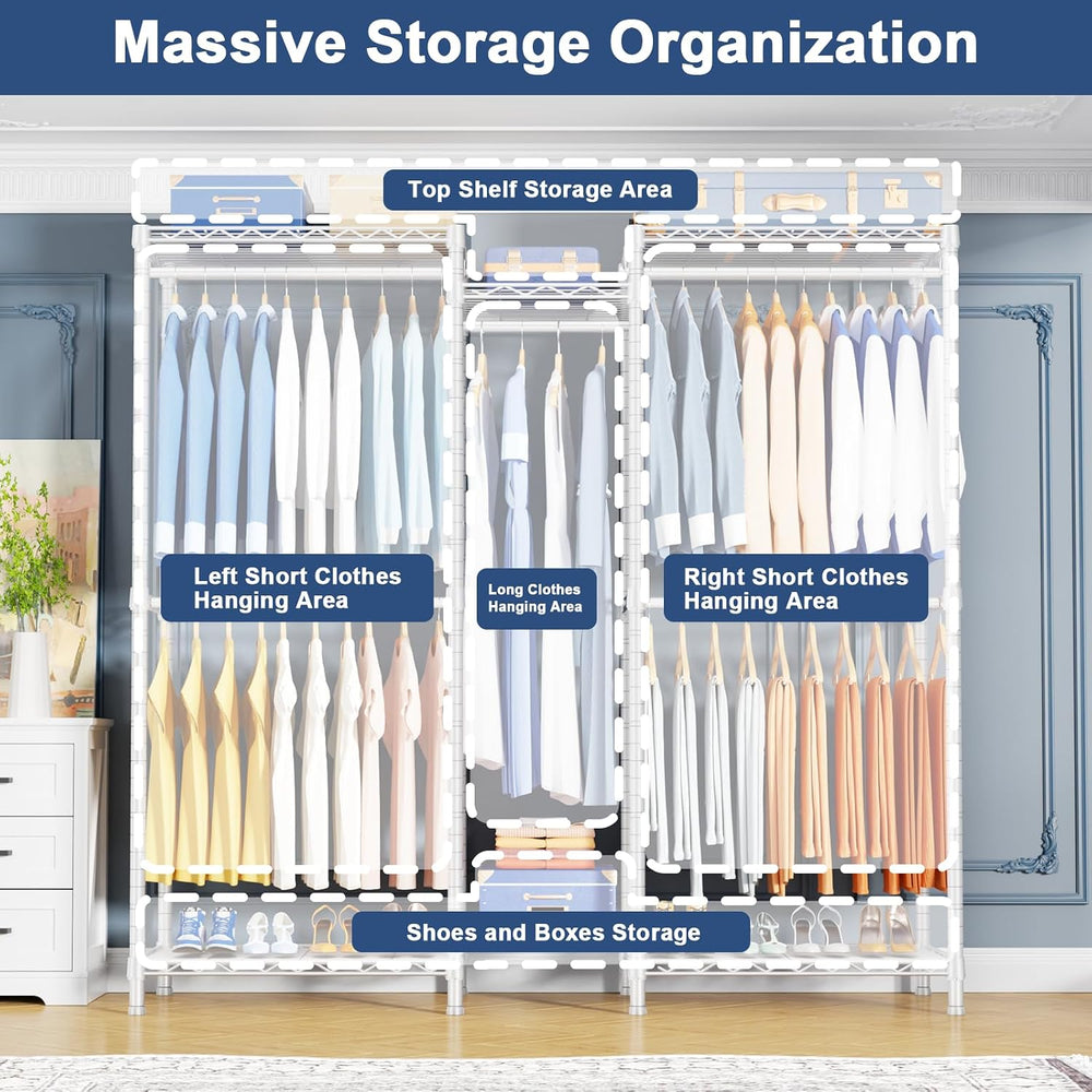 Ulif E12C Heavy Duty Closet Organizer System,Freestanding Clothing Rack, Adju...