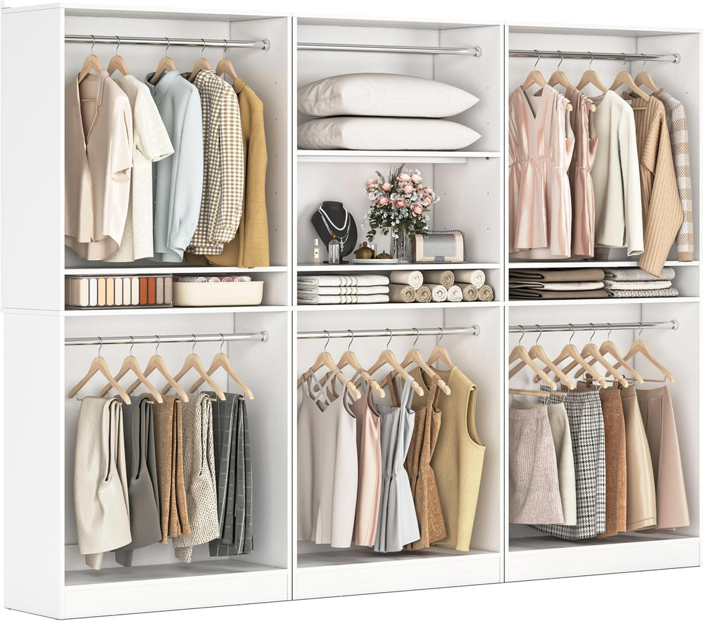 Unikito 9FT Modular Closet System with 6 Hanging Rods, 2500LBs Heavy Duty Wal...