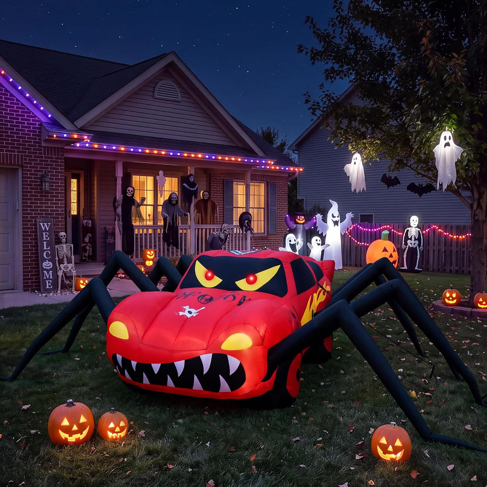 Super Giant Red 14.8FT Halloween Inflatables Spider Car Outdoor Decorations