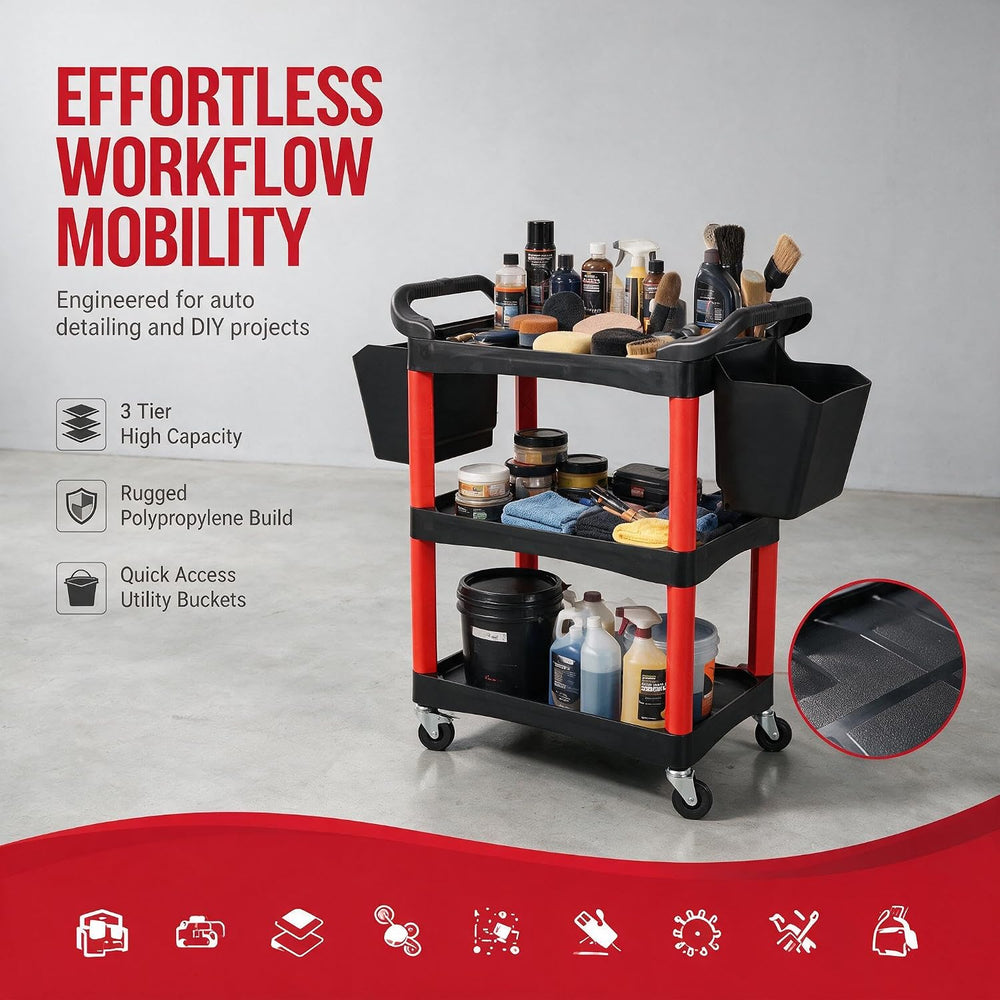 NicBex 3-Tier Rolling Tool Car with 2 Buckets & 12 Bottle Holders, 300 lb...