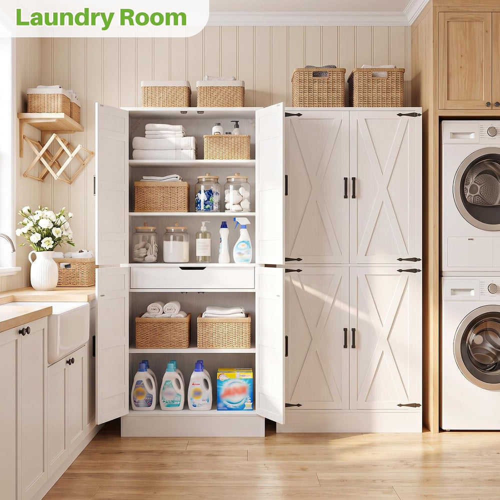 Unikito 71"H Kitchen Pantry Storage Cabinet with Shelves & Drawers, ...