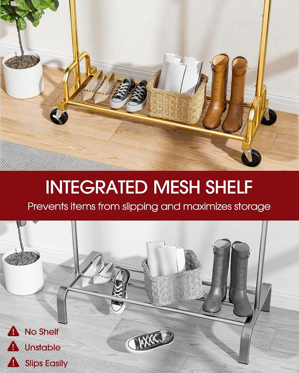 Sakugi Clothes Rack - Large-Capacity Clothing Racks for Hanging Clothes with ...