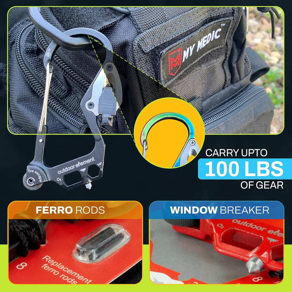 OUTDOOR ELEMENT Fire Escape, Emergency Escape Tool, Seatbelt Cutter, Window B...