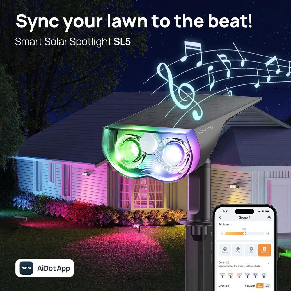 Linkind Smart Solar Spotlights SL5 with Motion Sensor, Halloween Decoration