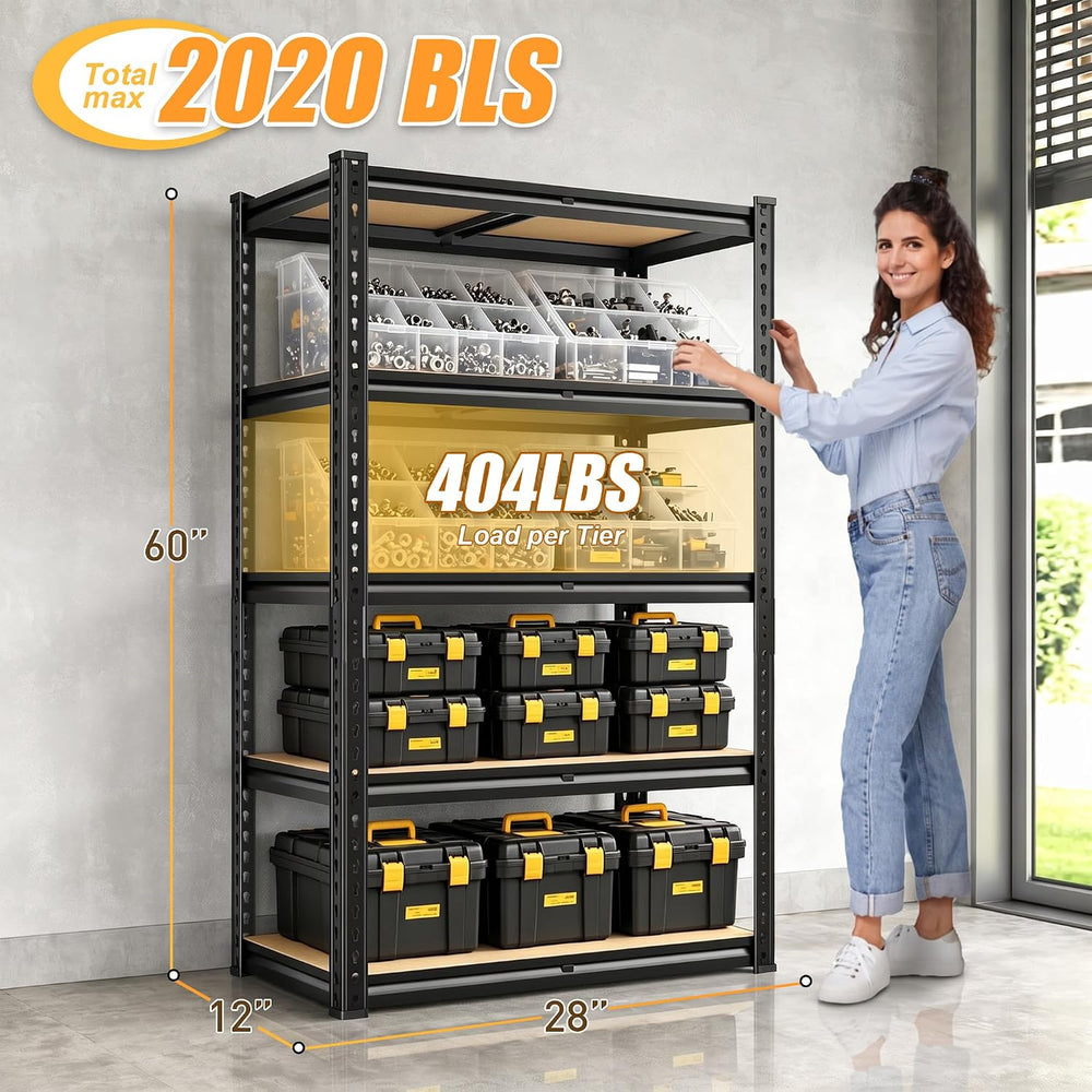 REIBII 5-Tier Garage Shelving, Storage Shelves for Basement Shed Pantry