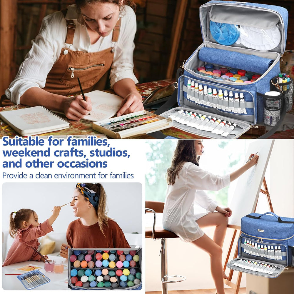 Art Supplies Organizer Storage Bag with Detachable Paint Brush Holder & P...