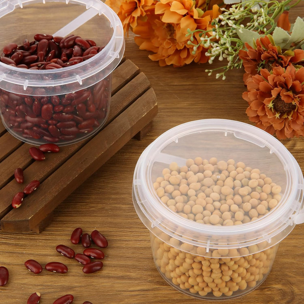 ZOFORTY 80PCS 10 oz Clear Buckets with Lid, Plastic Ice Cream Buckets with Li...