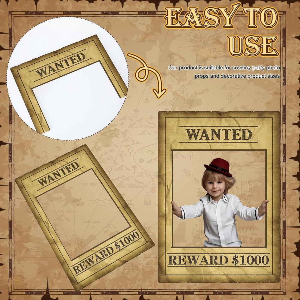 20 Pcs Halloween Western Photo Booth Props Kit Wanted West Cowboy Poster