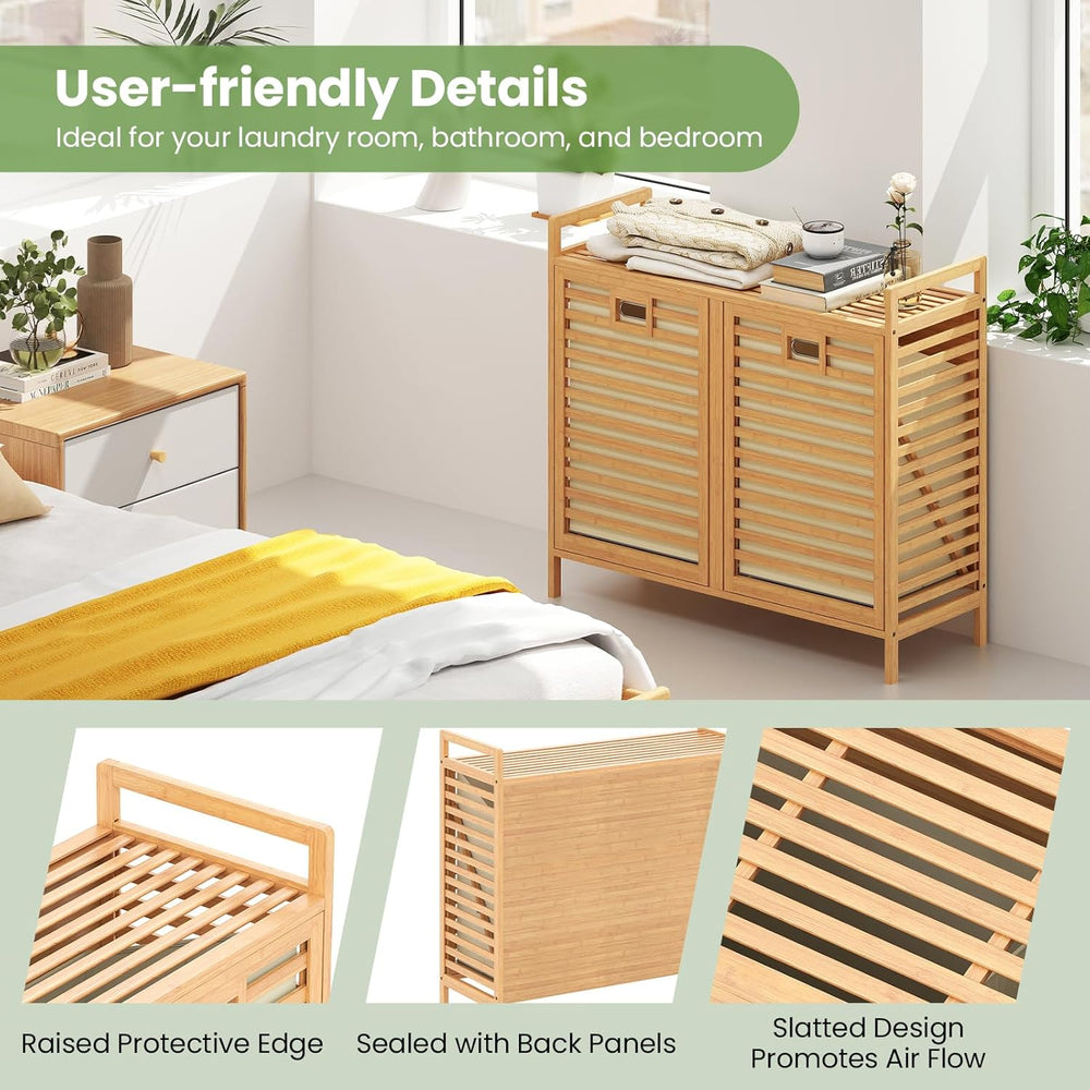 Giantex Tilt Out Laundry Hamper w/Removable & Foldable Fabric Bins