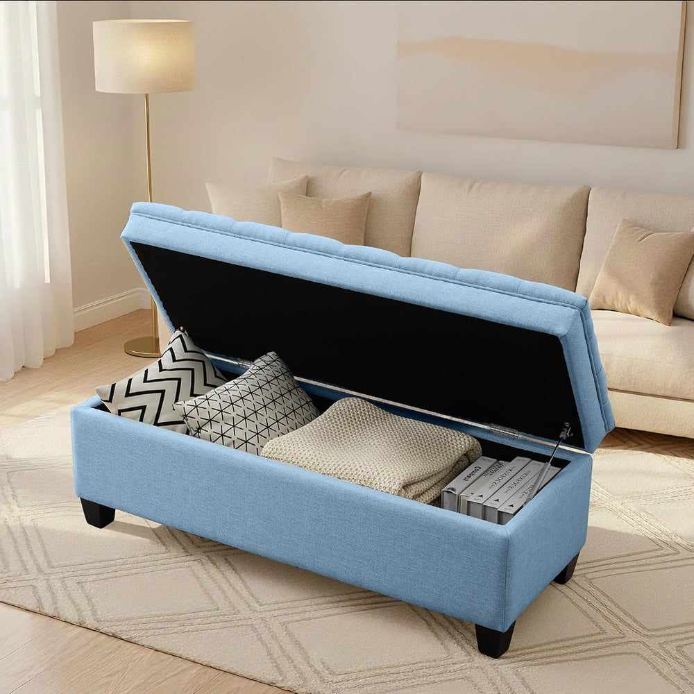 50" Storage Ottoman Bench, Rectangular End of Storage Bench, Upholstered...