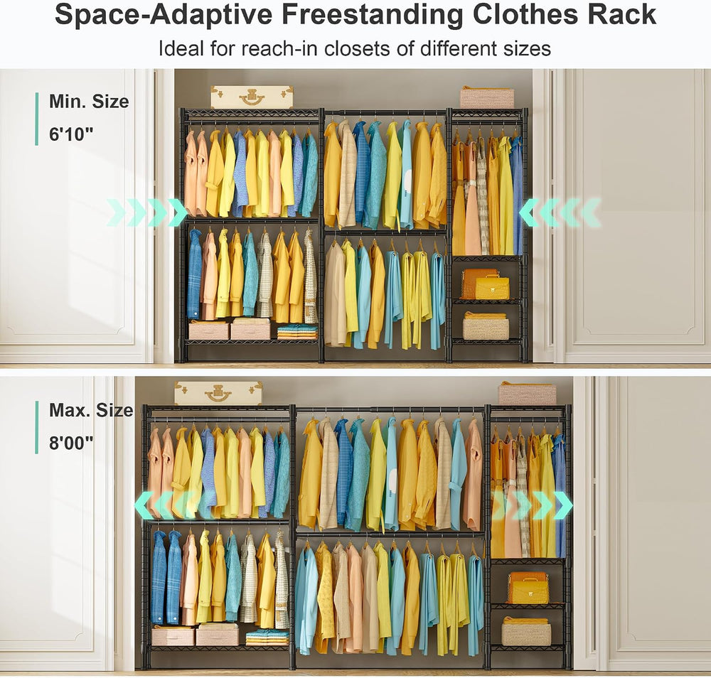 SEMHOR E01 Expandable Heavy Duty Clothes Rack, Free Standing Closet System