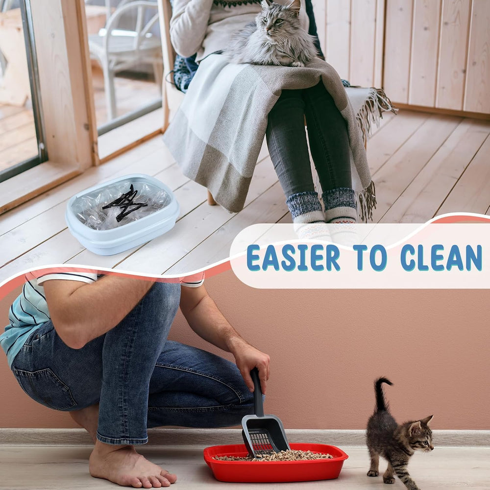 Tinlade 50 Count Jumbo Cat Litter Box Liners,39 x 22 Inch,Clear, Black