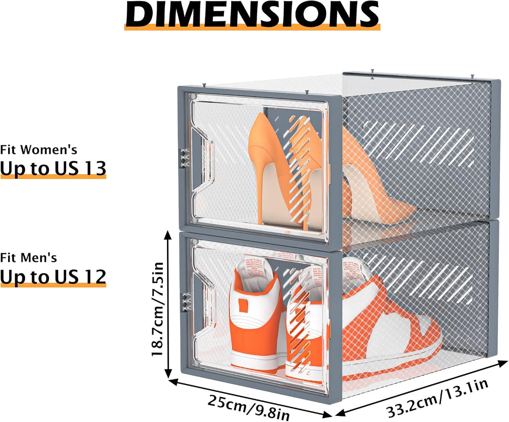 SIMPDIY XL Clear Shoe Storage Boxes, Stackable Shoe Organizer for Closet