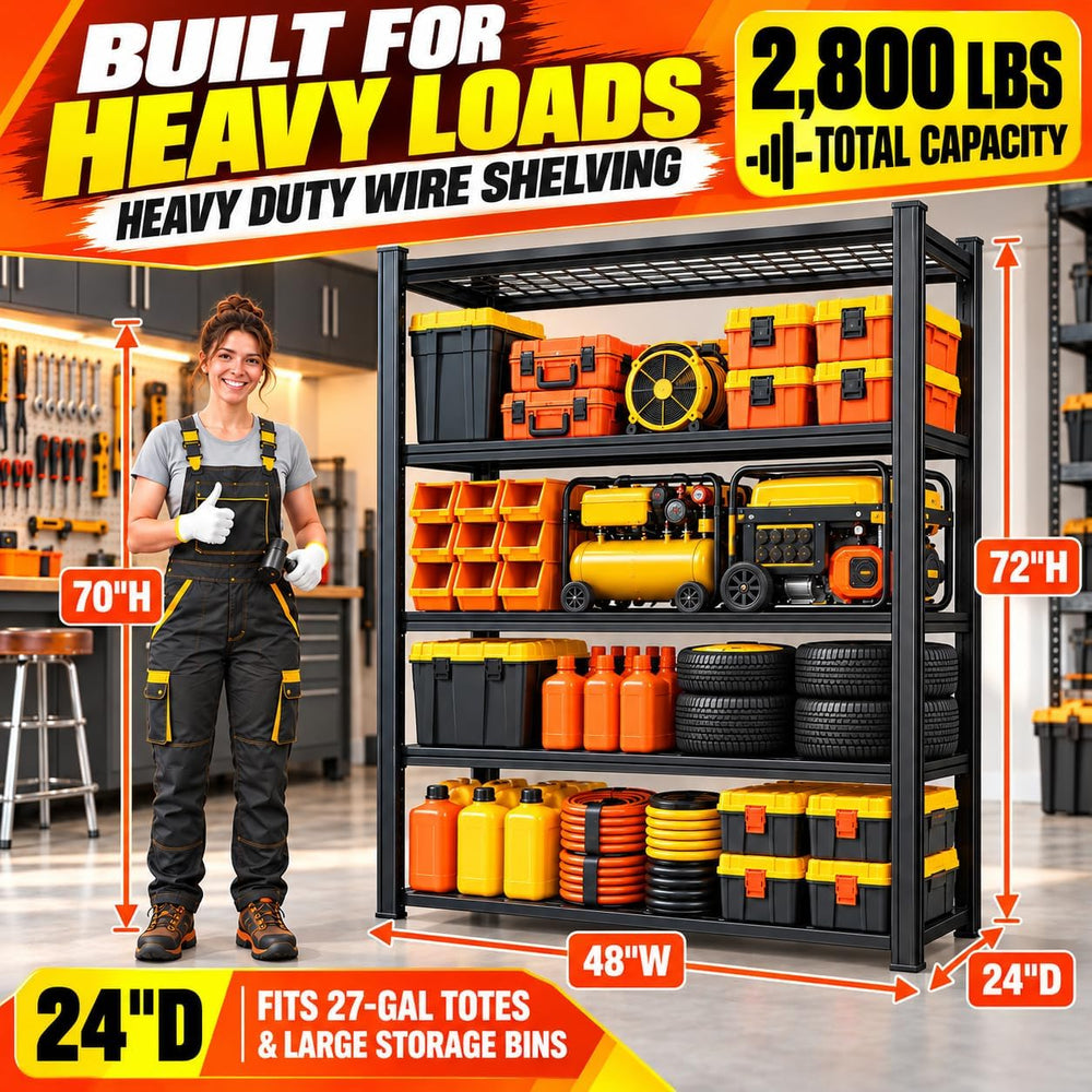 Garage Shelving 72"H x 48"W x 24"D Heavy Duty Storage Shelves ...