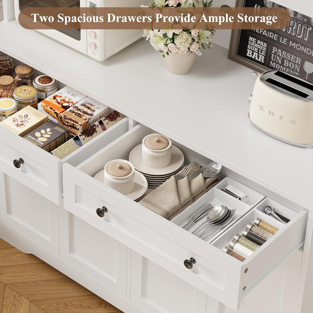 HOSTACK 75"H Kitchen Pantry Storage Cabinet, Kitchen Hutch Cabinet, White